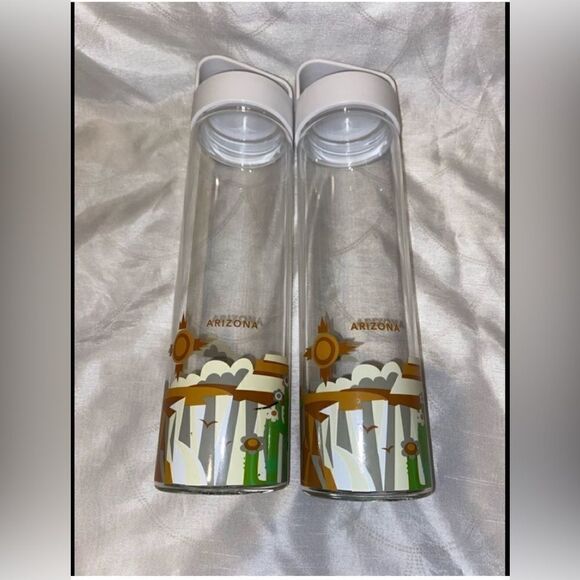 Set of 2 Starbucks ARIZONA YAH Drinking Glass Bottles You Are Here New - Picture 1 of 7